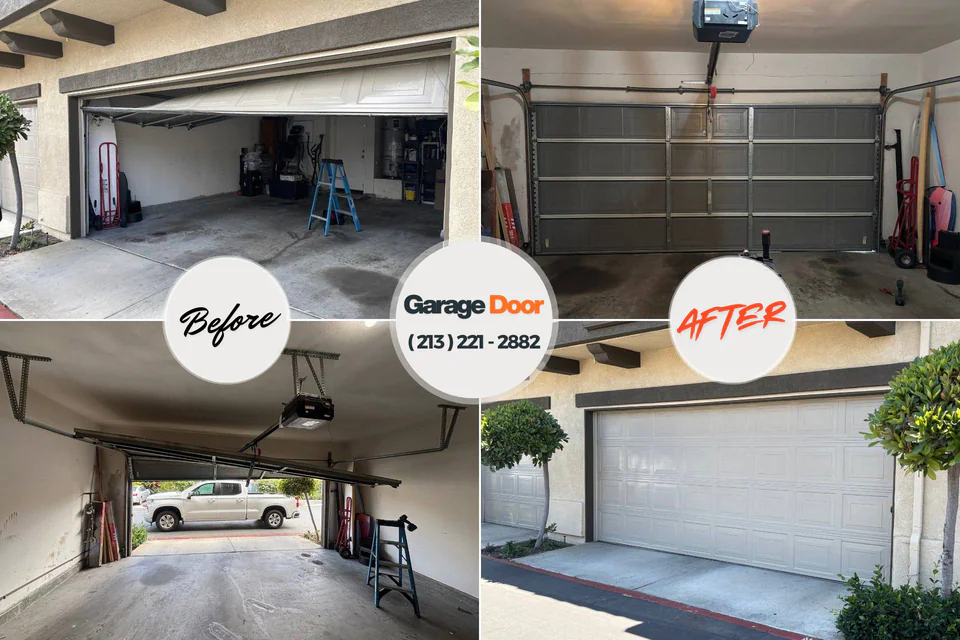 Before and after: garage door repair Snellville, GA